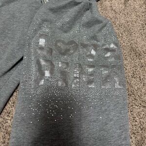 PINK Victoria’s Secret Vintage Y2K Grey BEDAZZLED Logo Sweatpants